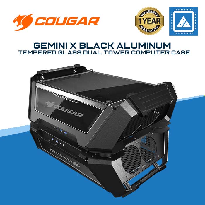 COUGAR Gemini X Black Aluminum / Tempered Glass Dual Tower Computer Case