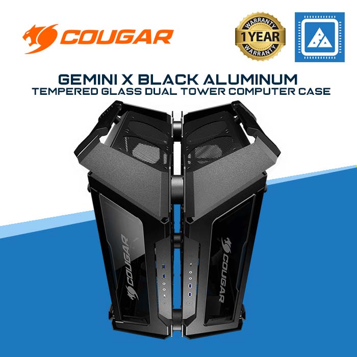 COUGAR Gemini X Black Aluminum / Tempered Glass Dual Tower Computer Case