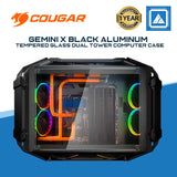 COUGAR Gemini X Black Aluminum / Tempered Glass Dual Tower Computer Case