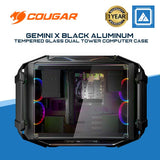 COUGAR Gemini X Black Aluminum / Tempered Glass Dual Tower Computer Case
