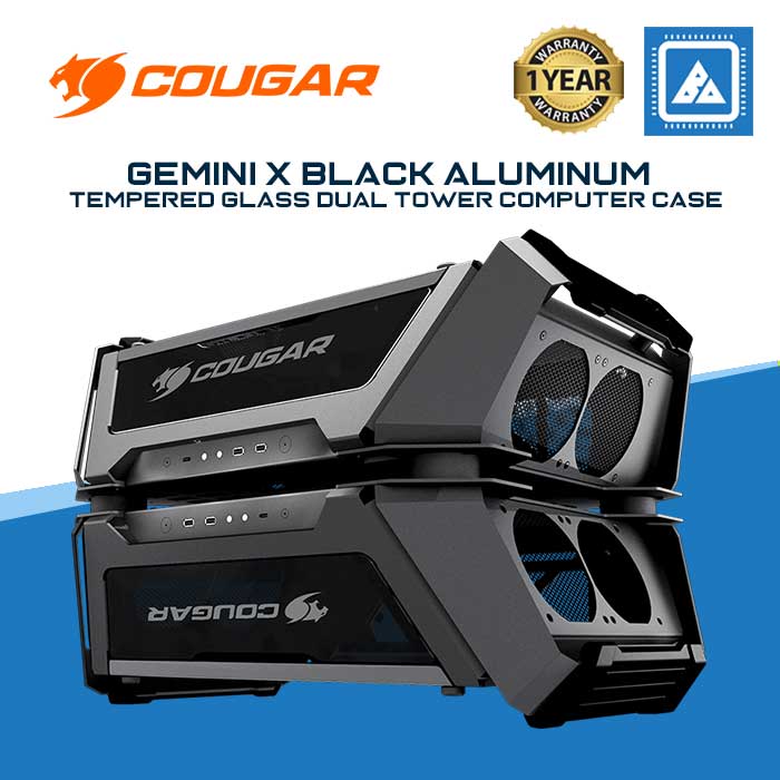 COUGAR Gemini X Black Aluminum / Tempered Glass Dual Tower Computer Case