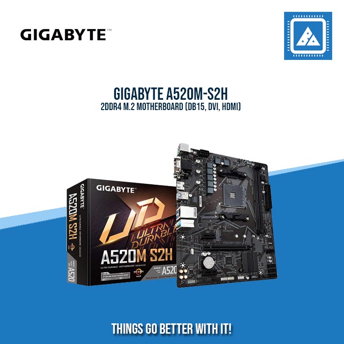 GIGABYTE A520M-S2H 2DDR4 M.2 MOTHERBOARD (DB15, DVI, HDMI)