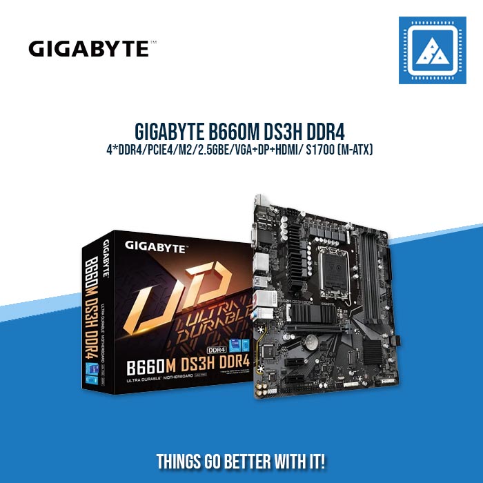 GIGABYTE B660M DS3H DDR4 /4*DDR4/PCIE4/M2/2.5GBE/VGA+DP+HDMI/ S1700 (M-ATX)