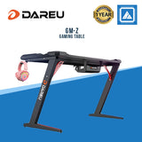 DAREU GM-Z GAMING DESK – BLACK | CUP HOLDER | HEADSET HOLDER | TRAY BASKET | 1280 x 650 x 770MM (W x D x H) | RGB LIGHTING WITH CONTROLLER