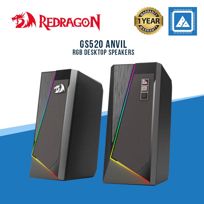 Redragon GS520 Anvil RGB Desktop Speakers, 2.0 Channel PC Computer Stereo Speaker with 6 Colorful LED Modes