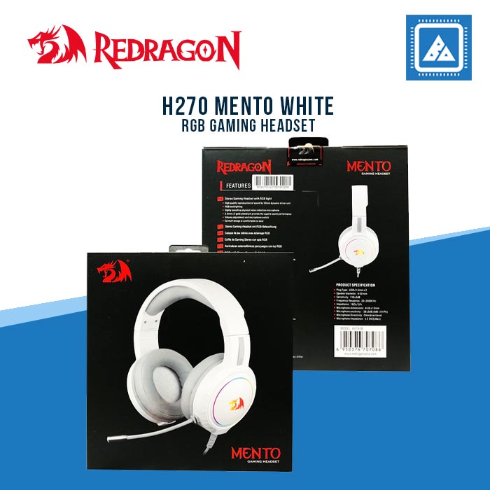 REDRAGON MENTO RGB STEREO WIRED GAMING HEADSET (WHITE) (H270-W)