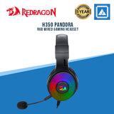 Redragon H350 Pandora RGB Wired Gaming Headset, Dynamic RGB Backlight - Stereo Surround-Sound - 50MM Drivers - Detachable Microphone