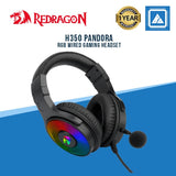 Redragon H350 Pandora RGB Wired Gaming Headset, Dynamic RGB Backlight - Stereo Surround-Sound - 50MM Drivers - Detachable Microphone