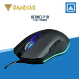 GAMDIAS HERMES P1B 3-IN-1 COMBO RGB Keyboard, Optical Mouse, Mouse Pad