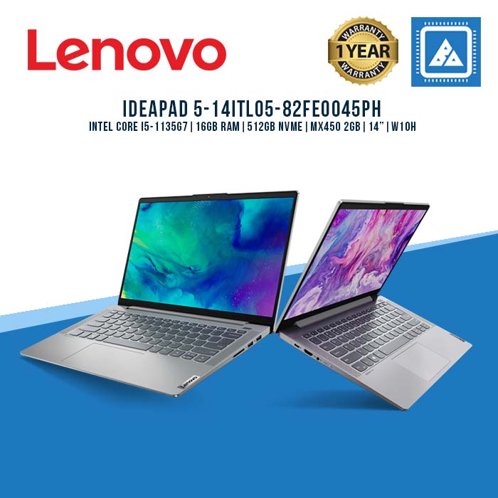 LENOVO IDEAPAD 5-14ITL05-82FE0045PH I5-1135G7 | 16GB RAM | 512GB NVME | MX450 2GB | 14" | W10H | OFC19HS (GRY)