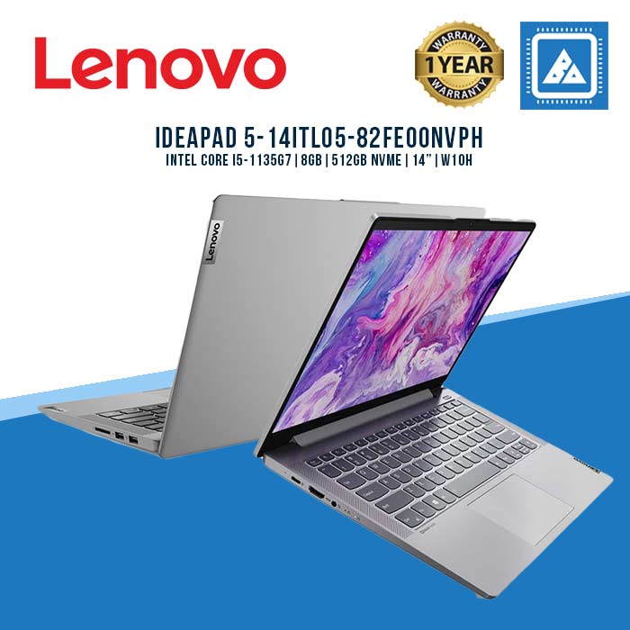 LENOVO IDEAPAD 5-14ITL05-82FE00NVPH I5-1135G7 | 8GB RAM | 512GB NVME | 14" | W10H | OFC19HS (GRY)