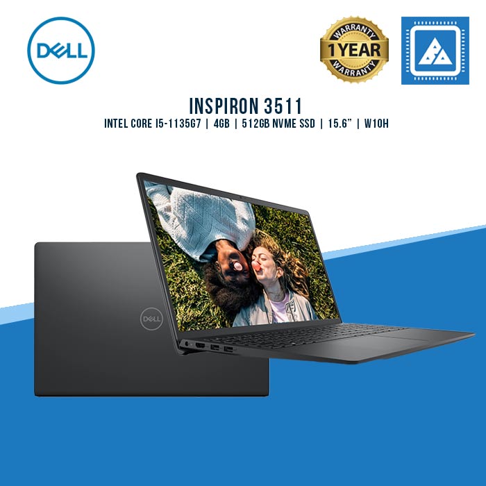 DELL INSPIRON 3511 I3-1115G4 | 4GB RAM | 512GB NVME | 15.6" | W10H | OFC19HS | 2YR (BLK)