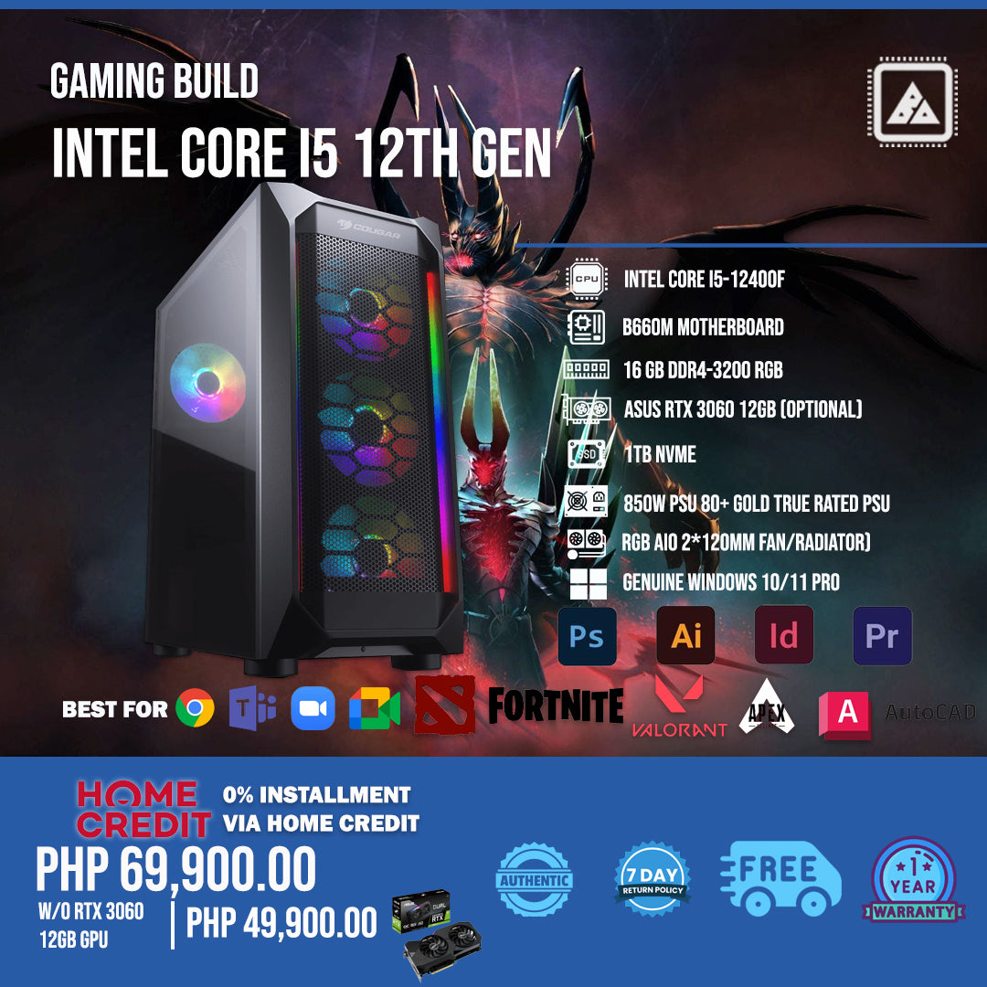 INTEL CORE I5 12th Gen Gaming Build 2023
