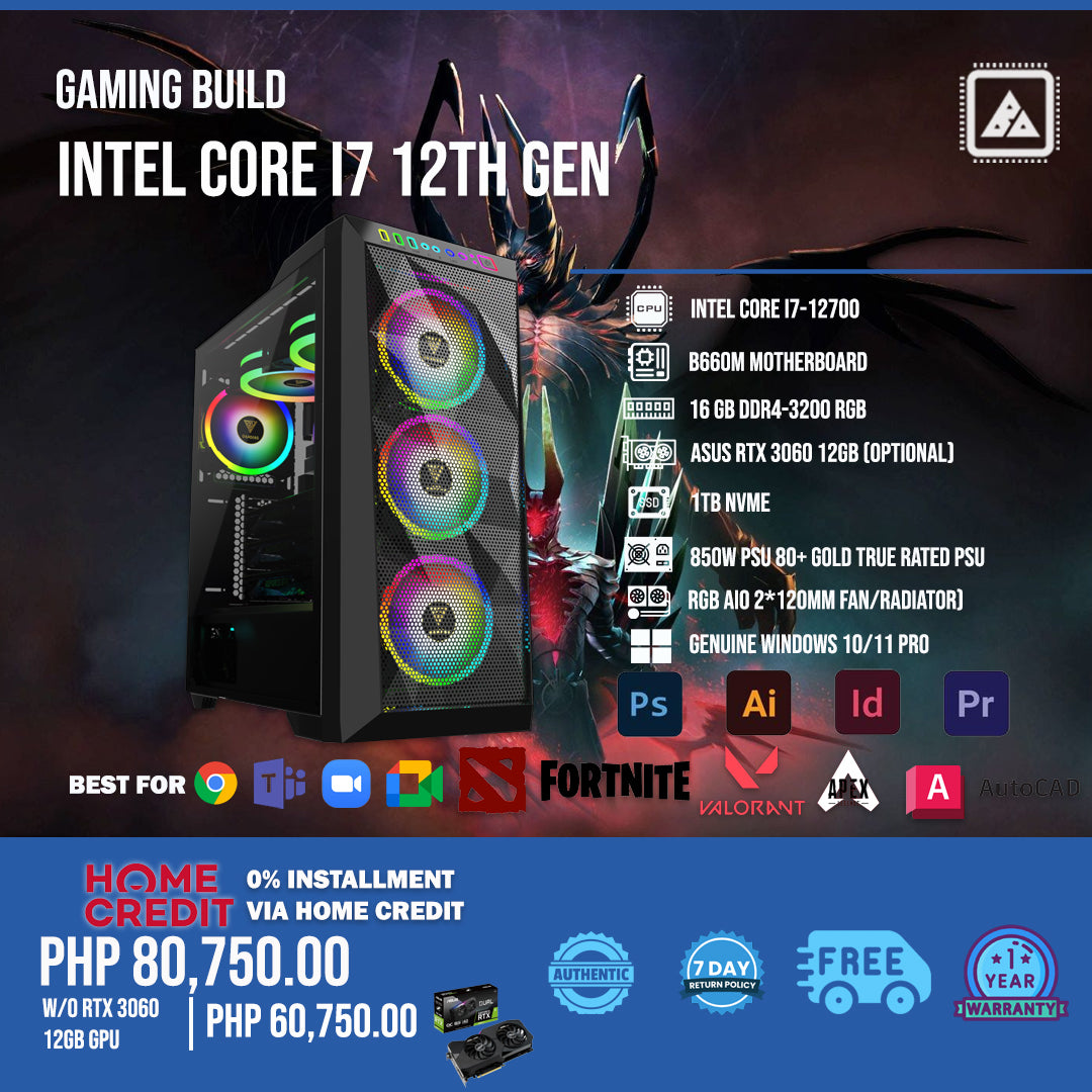 INTEL CORE I7 12th Gen Gaming Build 2023