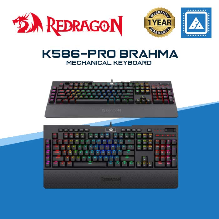 REDRAGON BRAHMA RGB OPTICAL-MECHANICAL GAMING KEYBOARD W/ MULTIMEDIA KEYS (BLUE SWITCH)