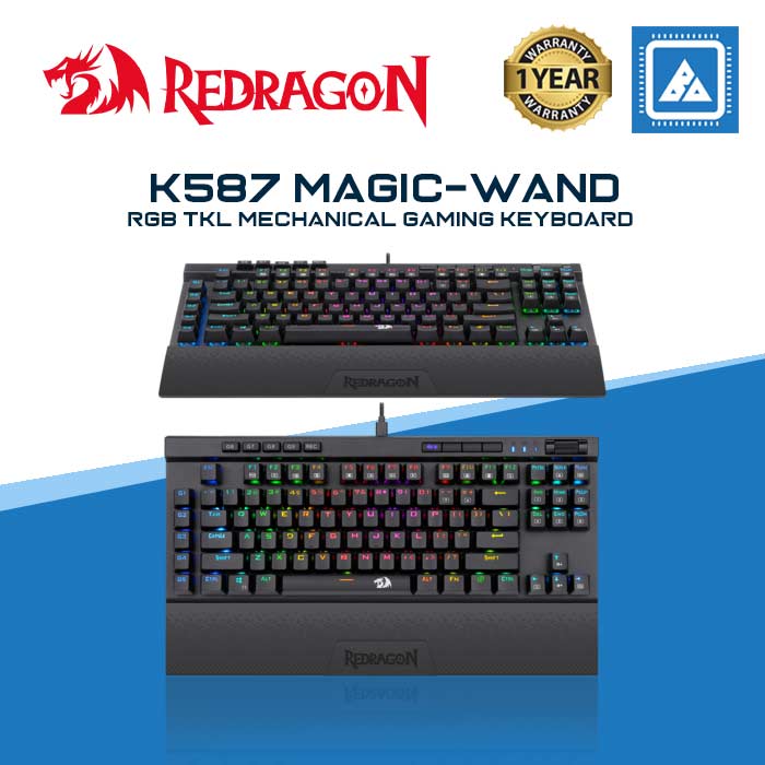 Redragon K587 MAGIC-WAND 87 Keys Compact RGB TKL Mechanical Gaming Keyboard, Type-C Keyboard with 9 Onboard Macro Keys, Detachable Wrist Rest