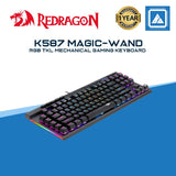 Redragon K587 MAGIC-WAND 87 Keys Compact RGB TKL Mechanical Gaming Keyboard, Type-C Keyboard with 9 Onboard Macro Keys, Detachable Wrist Rest