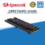 Redragon K587 MAGIC-WAND 87 Keys Compact RGB TKL Mechanical Gaming Keyboard, Type-C Keyboard with 9 Onboard Macro Keys, Detachable Wrist Rest