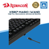Redragon K587 MAGIC-WAND 87 Keys Compact RGB TKL Mechanical Gaming Keyboard, Type-C Keyboard with 9 Onboard Macro Keys, Detachable Wrist Rest