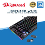 Redragon K587 MAGIC-WAND 87 Keys Compact RGB TKL Mechanical Gaming Keyboard, Type-C Keyboard with 9 Onboard Macro Keys, Detachable Wrist Rest