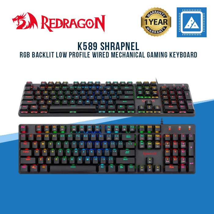 Redragon K589 Shrapnel RGB Backlit Low Profile Wired Mechanical Gaming Keyboard 104 Keys Anti-ghosting Mechanical Keyboard with Linear & Quiet Red Switches