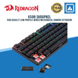 Redragon K589 Shrapnel RGB Backlit Low Profile Wired Mechanical Gaming Keyboard 104 Keys Anti-ghosting Mechanical Keyboard with Linear & Quiet Red Switches