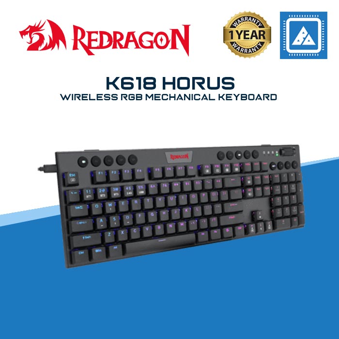 Redragon K618 Horus Wireless RGB Mechanical Keyboard, Bluetooth/2.4Ghz/Wired Tri-Mode Ultra-Thin Low Profile Gaming Keyboard w/No-Lag Cordless Connection