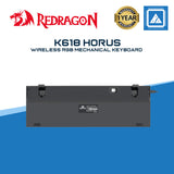 Redragon K618 Horus Wireless RGB Mechanical Keyboard, Bluetooth/2.4Ghz/Wired Tri-Mode Ultra-Thin Low Profile Gaming Keyboard w/No-Lag Cordless Connection