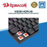 Redragon K618 Horus Wireless RGB Mechanical Keyboard, Bluetooth/2.4Ghz/Wired Tri-Mode Ultra-Thin Low Profile Gaming Keyboard w/No-Lag Cordless Connection