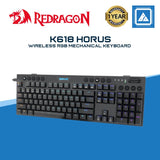 Redragon K618 Horus Wireless RGB Mechanical Keyboard, Bluetooth/2.4Ghz/Wired Tri-Mode Ultra-Thin Low Profile Gaming Keyboard w/No-Lag Cordless Connection