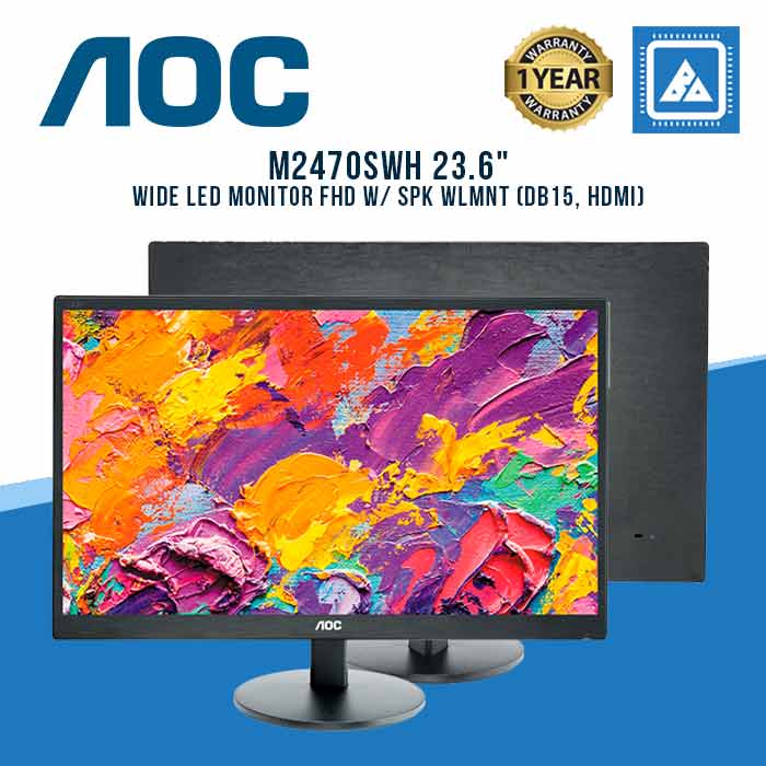 AOC M2470SWH 23.6" WIDE LED MONITOR FHD W/ SPK WLMNT (DB15, HDMI)