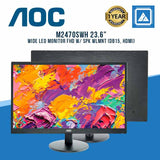AOC M2470SWH 23.6" WIDE LED MONITOR FHD W/ SPK WLMNT (DB15, HDMI)