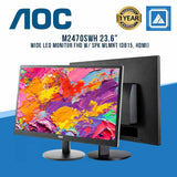 AOC M2470SWH 23.6" WIDE LED MONITOR FHD W/ SPK WLMNT (DB15, HDMI)