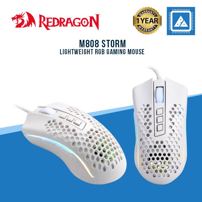 REDRAGON STORM LIGHTWEIGHT RGB GAMING MOUSE (WHITE)