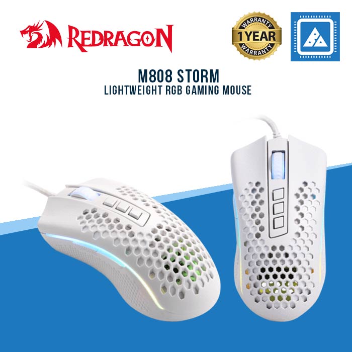 REDRAGON STORM LIGHTWEIGHT RGB GAMING MOUSE BLACK|WHITE
