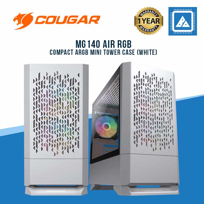 COUGAR MG140 AIR RGB MINI-TOWER GAMING CASE W/ TG/MESH FRONT/3*FAN/WHITE (M-ATX