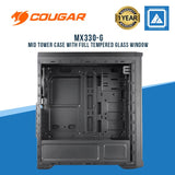 COUGAR MX330-G MID TOWER CASE WITH FULL TEMPERED GLASSWINDOW AND USB 3.0