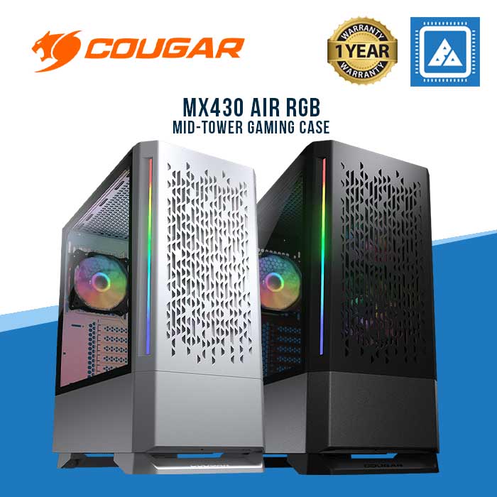 COUGAR MX430 AIR RGB MID-TOWER GAMING CASE W/ TG /3*FAN/WHITE (ATX) - WHITE | BLACK