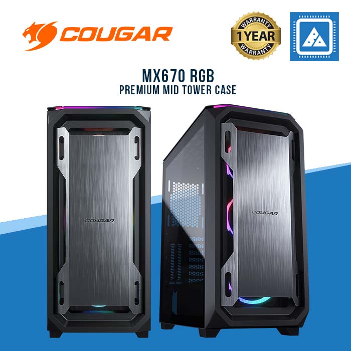 COUGAR MX670 / MIDTOWER / ARGB FANS PRE INSTALLED X3 / TEMP.GLASS / RGB SYNC / BRUSH ALUMINUM