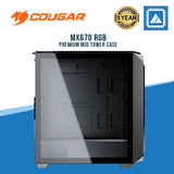 COUGAR MX670 / MIDTOWER / ARGB FANS PRE INSTALLED X3 / TEMP.GLASS / RGB SYNC / BRUSH ALUMINUM