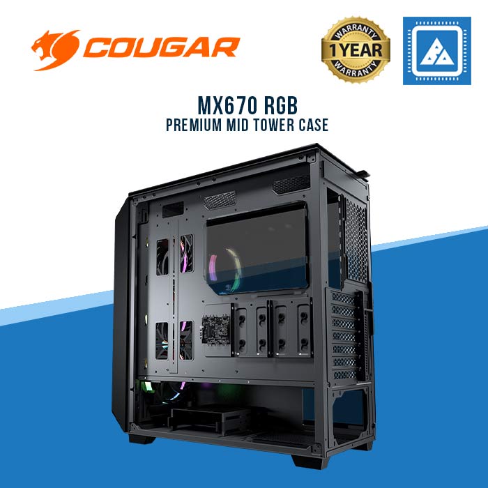 COUGAR MX670 / MIDTOWER / ARGB FANS PRE INSTALLED X3 / TEMP.GLASS / RGB SYNC / BRUSH ALUMINUM