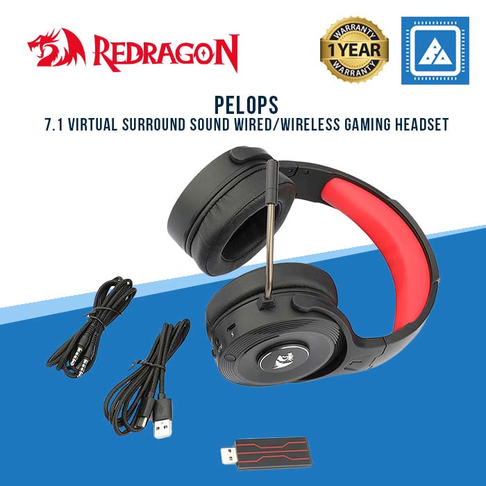 REDRAGON PELOPS 7.1 VIRTUAL SURROUND SOUND WIRED/WIRELESS GAMING HEADSET