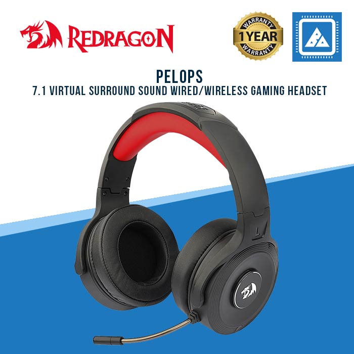 REDRAGON PELOPS 7.1 VIRTUAL SURROUND SOUND WIRED/WIRELESS GAMING HEADSET