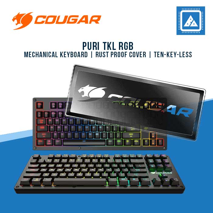 COUGAR KEYBOARD PURI TKL RGB / MECHANICAL / RED SWITCH/ RUST PROOF COVER / TEN-KEY-LESS
