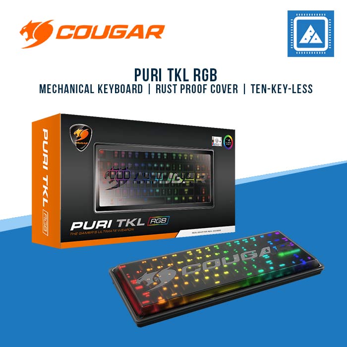 COUGAR KEYBOARD PURI TKL RGB / MECHANICAL / RED SWITCH/ RUST PROOF COVER / TEN-KEY-LESS