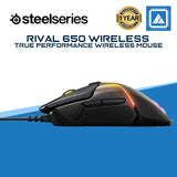 SteelSeries Rival 650 Quantum Wireless Gaming Mouse - Rapid Charging Battery - 12, 000 Cpi Truemove3+ Dual Optical Sensor - Low 0.5 Lift-Off Distance - 256 Weight Configurations - 8 Zone RGB Lighting