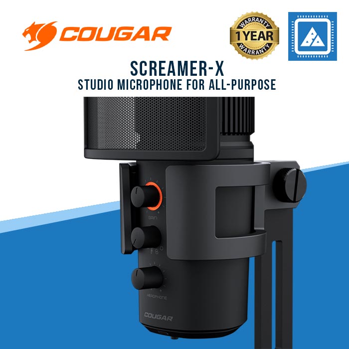 COUGAR SCREAMER -X STUDIO MICROPHONE W/ RGB STAND & USB 3.0 HUB (BLACK)