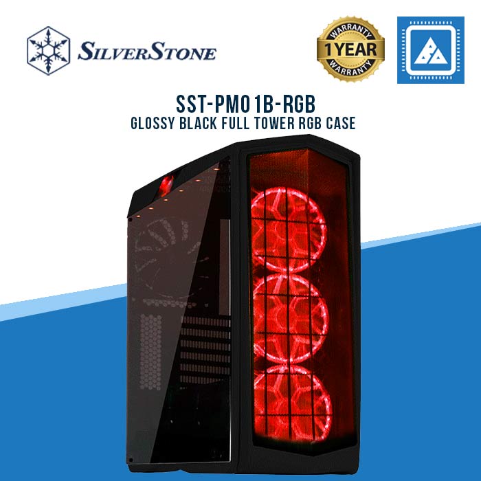SilverStone Primera 01 Glossy Black Full Tower Case with 3x140mm RGB Fans and Tempered Glass Side Panel