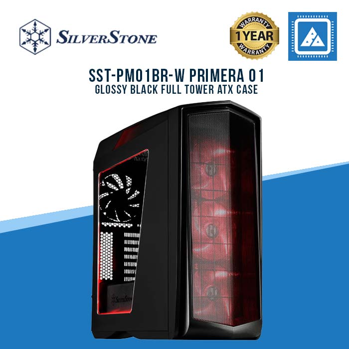 Primera 01 Glossy Black Full Tower ATX Case w/ Red LED & Side Window Panel