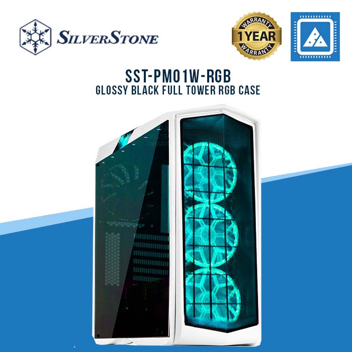 SilverStone Primera 01 Glossy White Full Tower Case with 3x140mm RGB Fans and Tempered Glass Side Panel